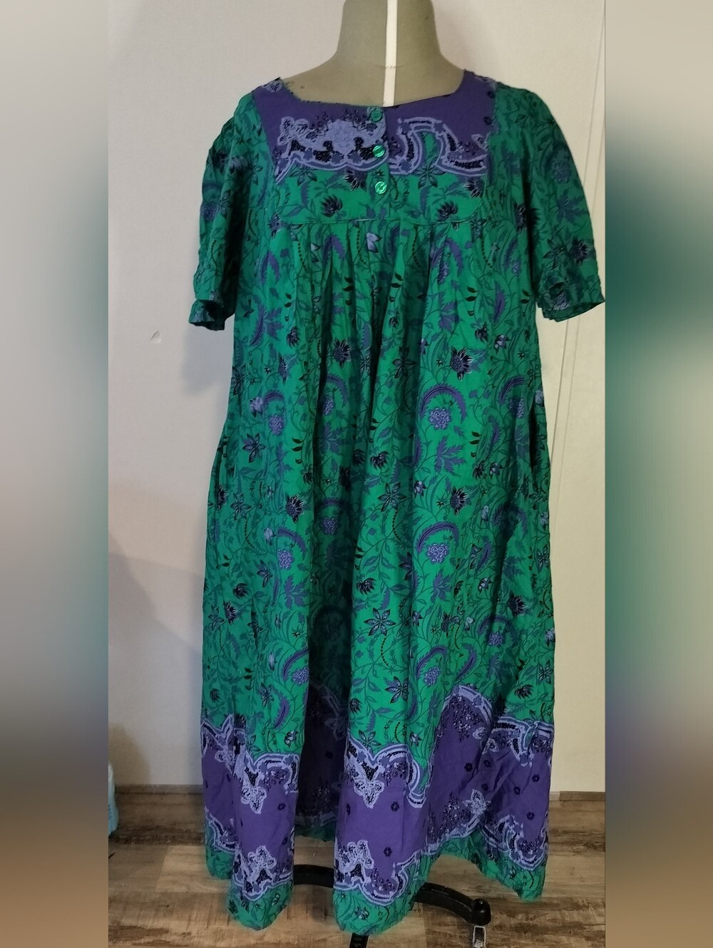Only Necessities Green and Purple Floral Maxi Dress